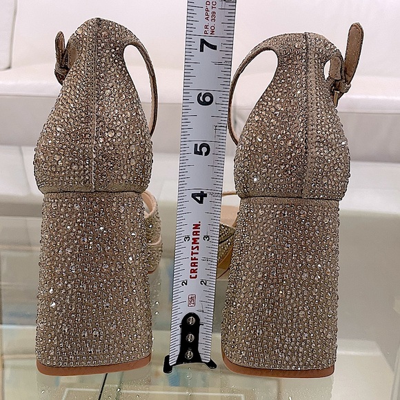 NWT DOLCE VITA champagne gold platform 4 inch heels sparkle rhinestone 7.5 - Picture 4 of 14